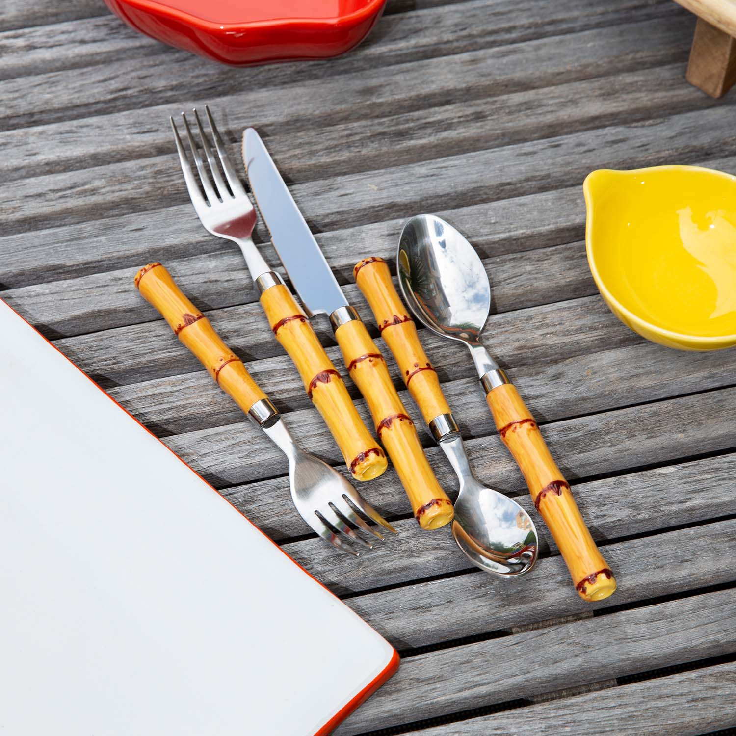 Lenox Heritage Lenox Heritage Bamboo Plastic Handle 20-Piece Flatware Set - Image 10