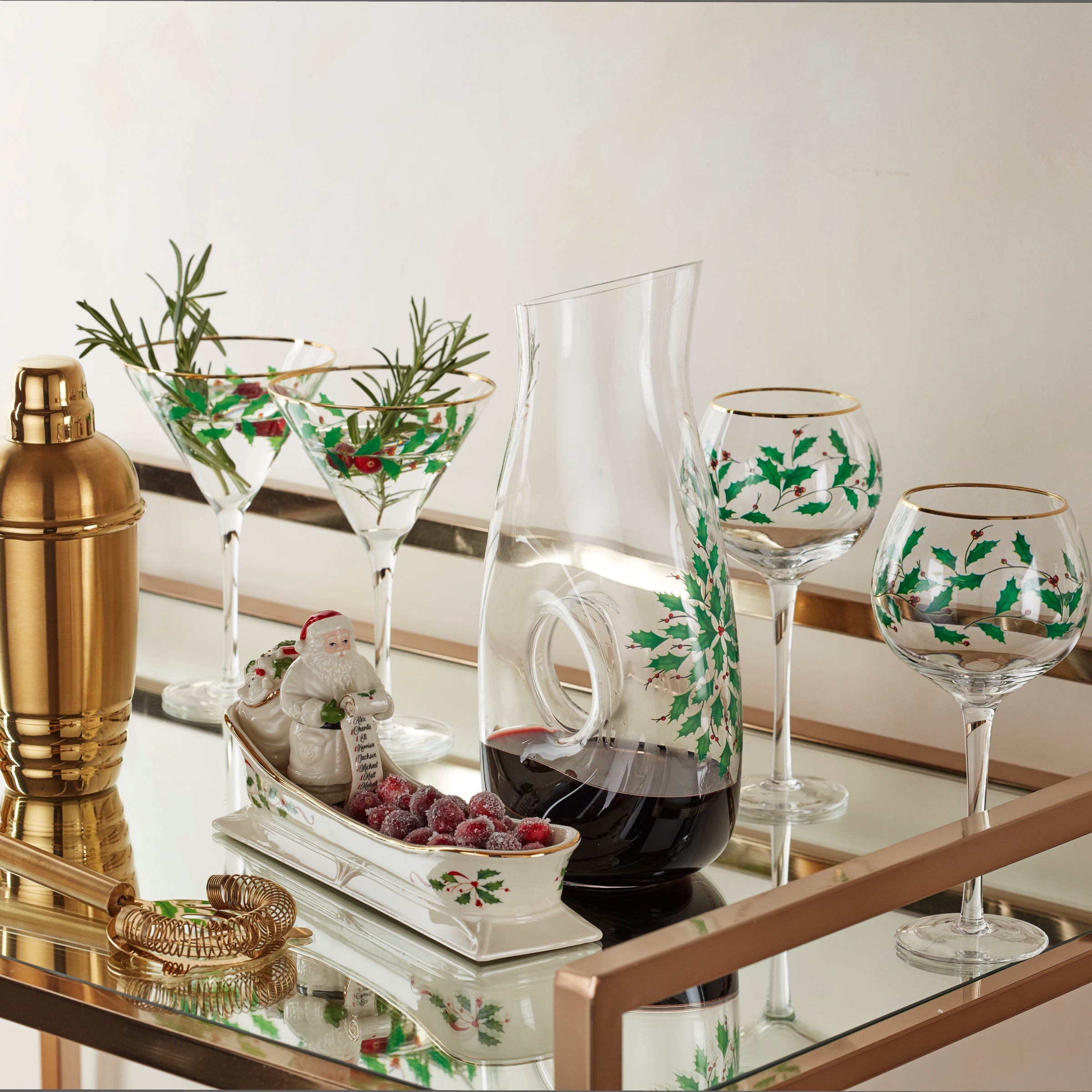 Lenox Heritage Lenox Heritage Holiday 3-Piece Decanter & Wine Glass Set - Image 3