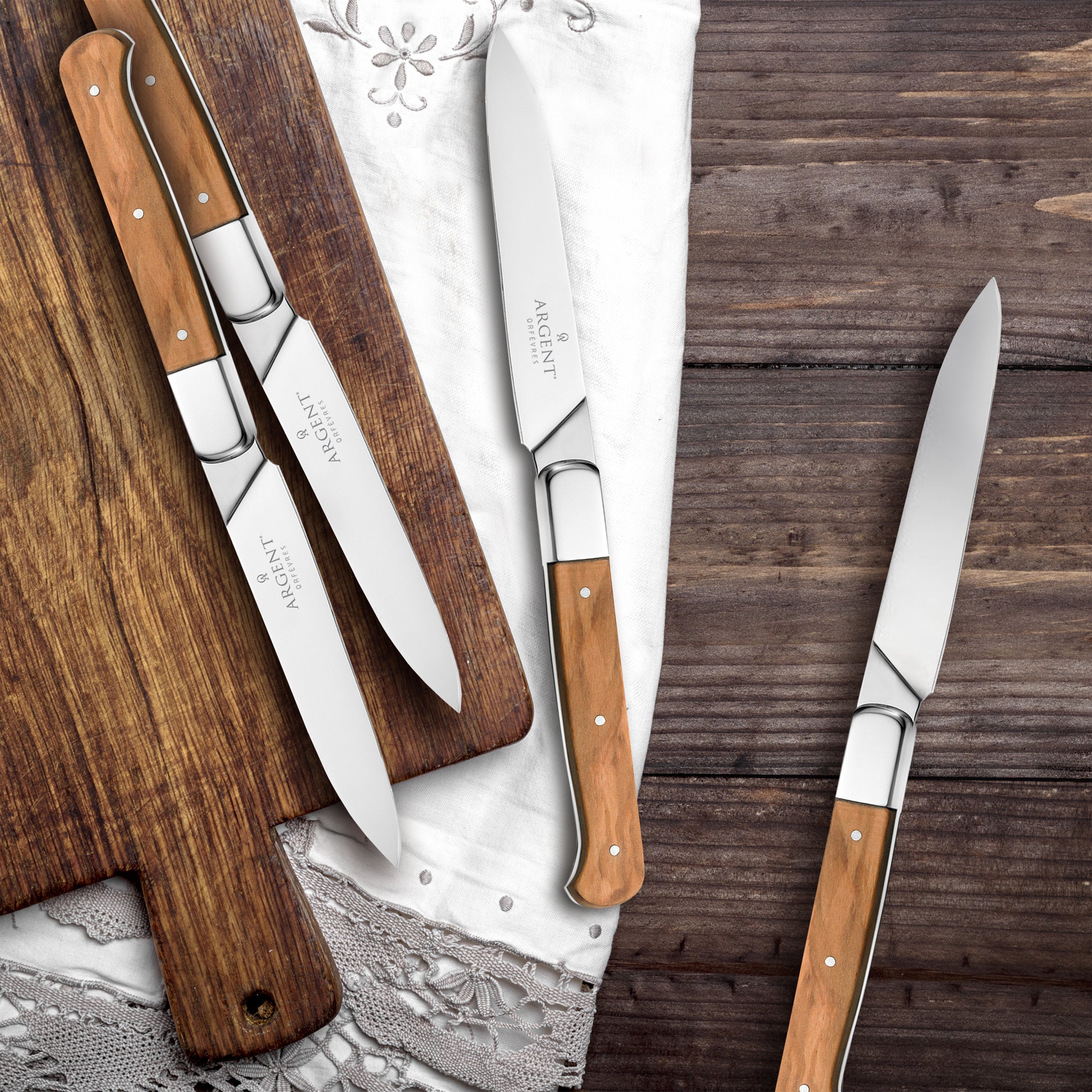 Lenox Heritage Lenox Heritage Argent Lynden Olive Wood Steak Knives, Set of 4 - Image 4