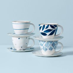 Lenox Heritage Lenox Heritage Blue Bay 8-Piece Espresso Cup & Saucer Set