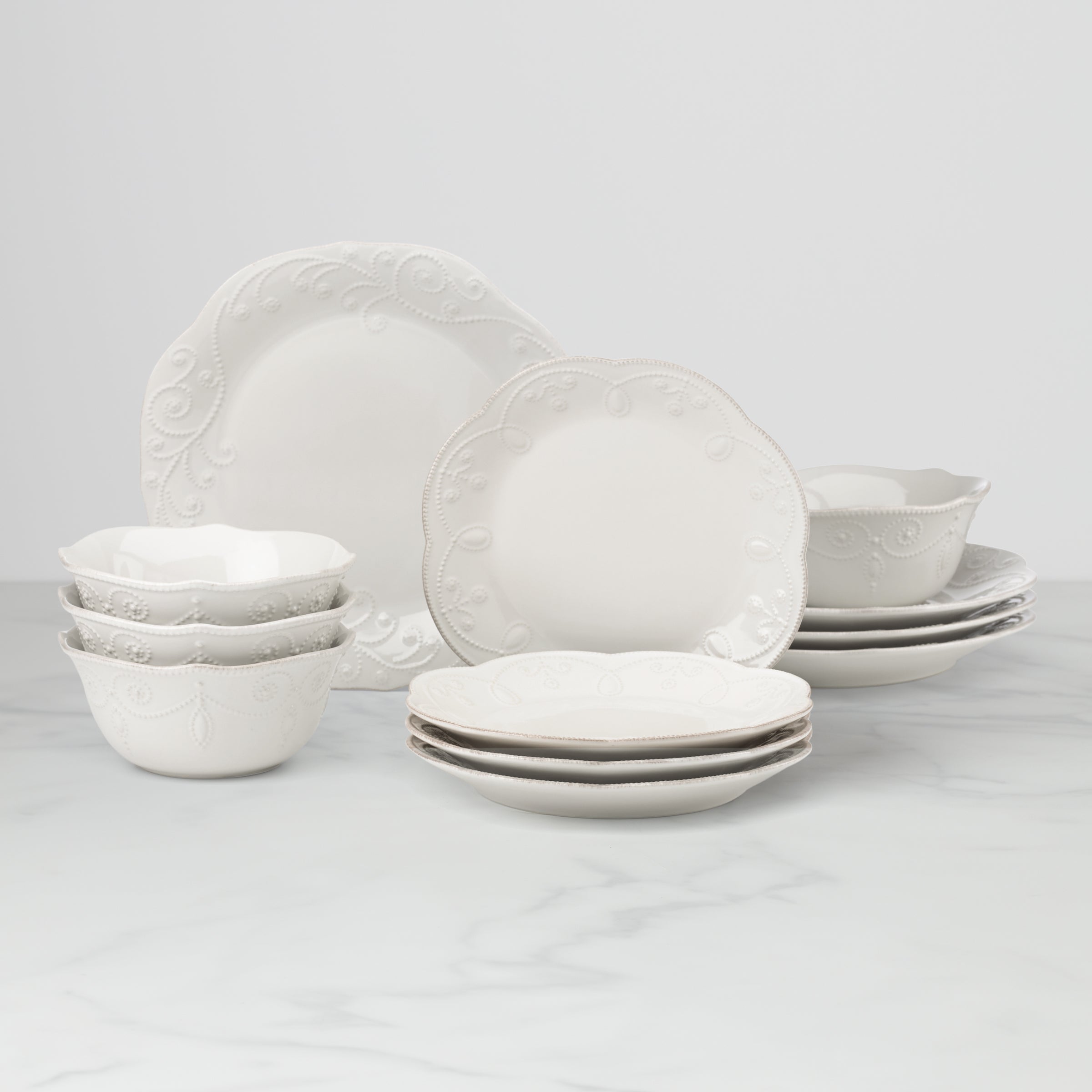 Lenox Heritage Lenox Heritage French Perle White 12-Piece Dinnerware Set
