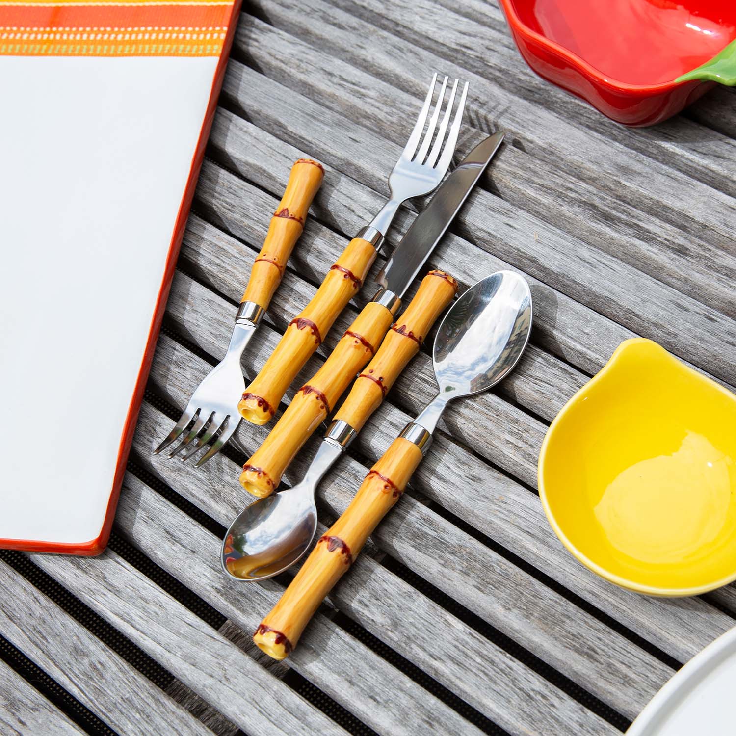 Lenox Heritage Lenox Heritage Bamboo Plastic Handle 20-Piece Flatware Set - Image 8