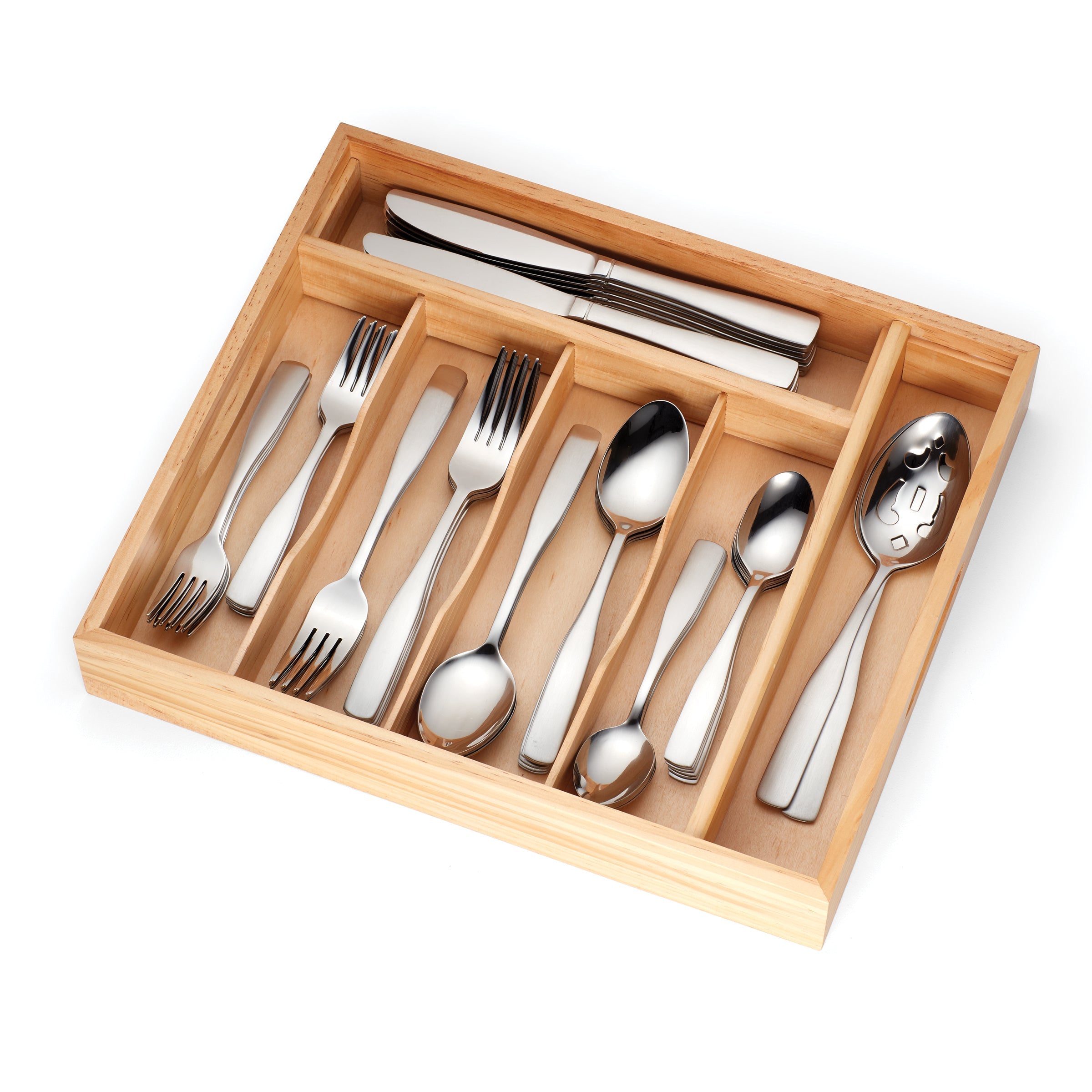 Lenox Heritage Lenox Heritage Madison Satin 62-Piece Flatware Set with Wood Tray - Image 3