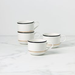 Lenox Heritage Lenox Heritage Make It Pop Black & White Mugs, Set of 4