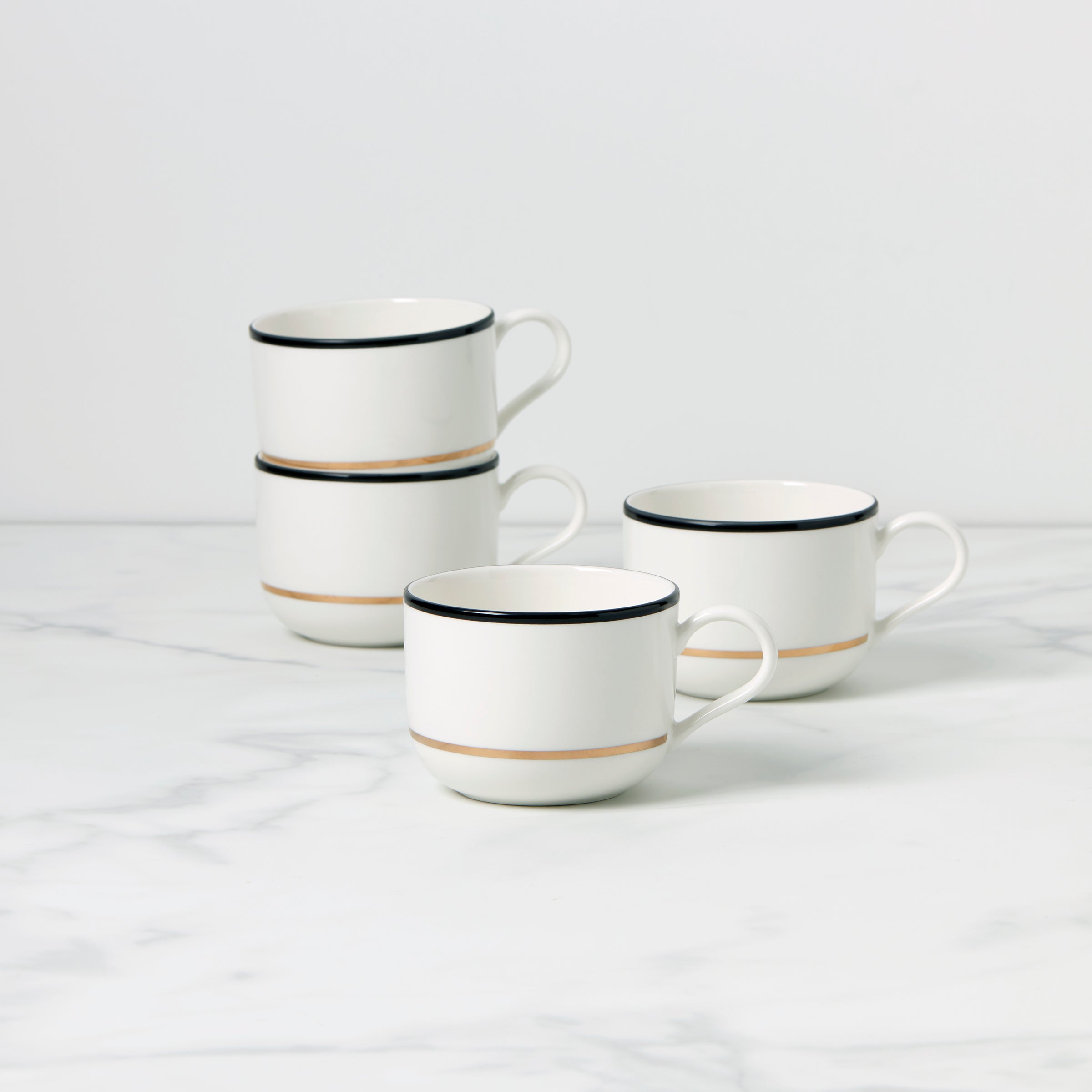 Lenox Heritage Lenox Heritage Make It Pop Black & White Mugs, Set of 4