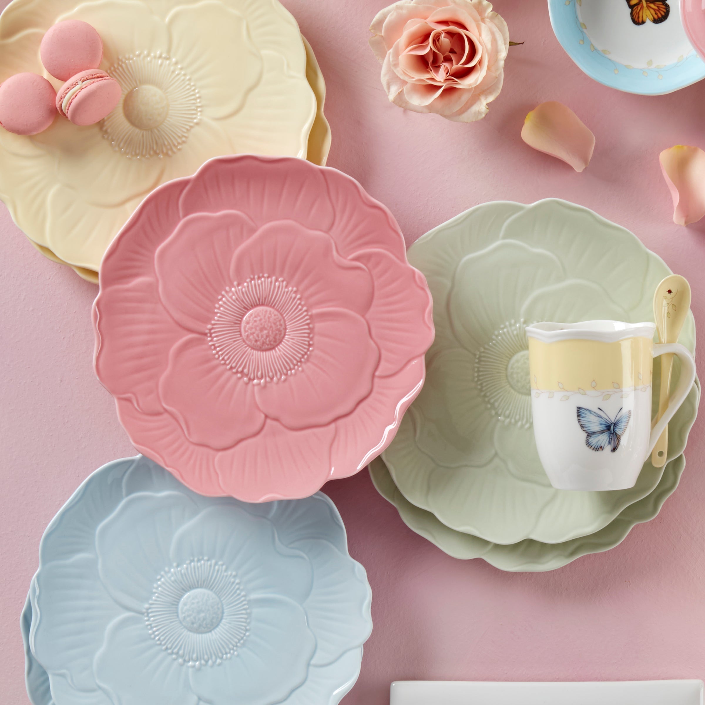 Lenox Heritage Lenox Heritage Butterfly Meadow Floral Pink Accent Plates, Set of 4 - Image 6