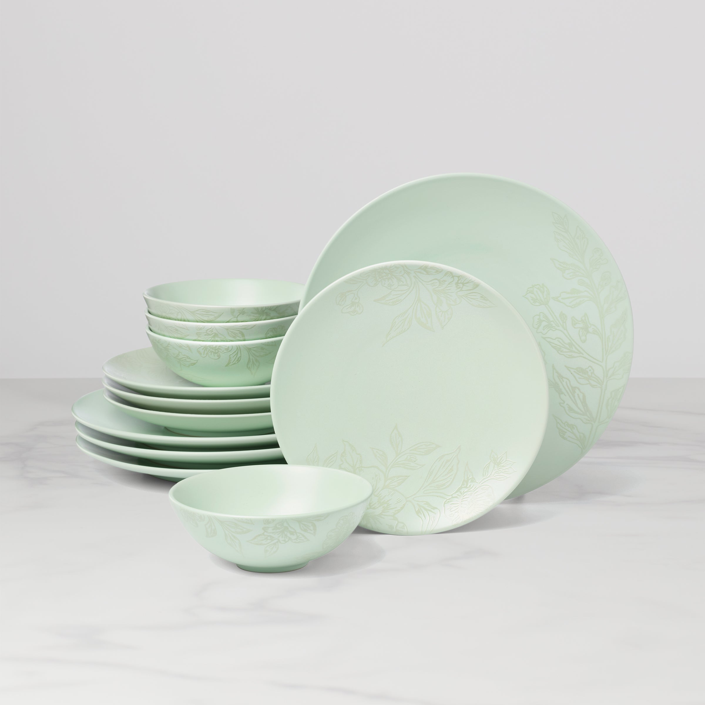 Lenox Heritage Lenox Heritage Roseto Soft Sage 12-Piece Dinnerware Set
