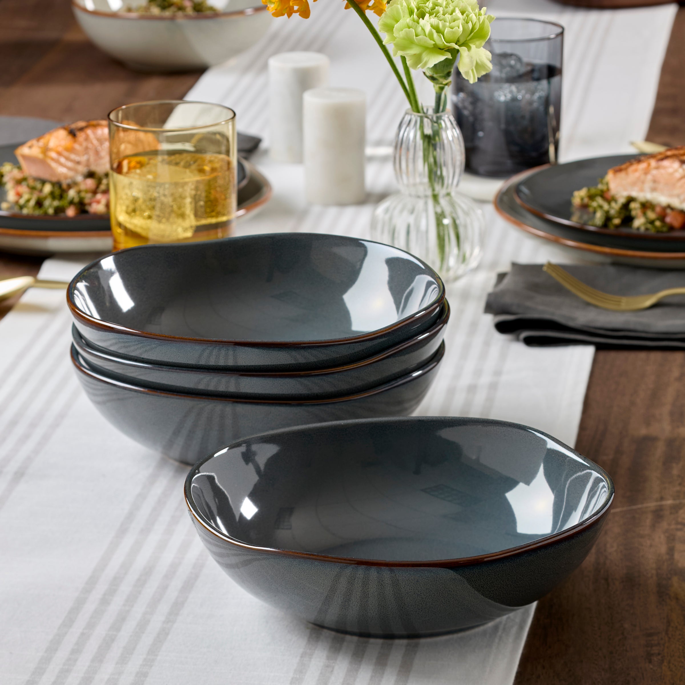 Lenox Heritage Lenox Heritage Organic Shades Gray Pasta Bowls, Set of 4 - Image 2