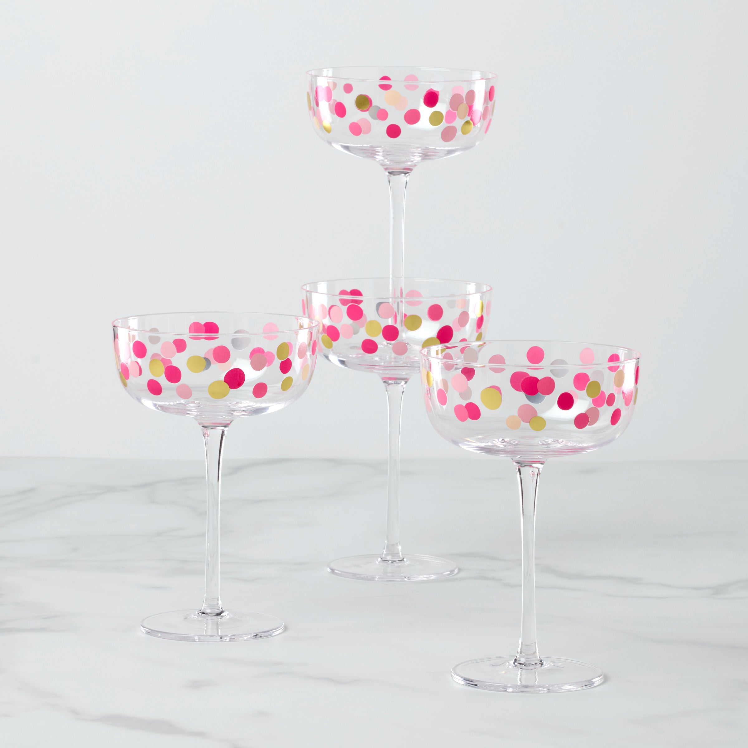 Lenox Heritage Lenox Heritage It's Raining Confetti Coupe Glasses, Set of 4