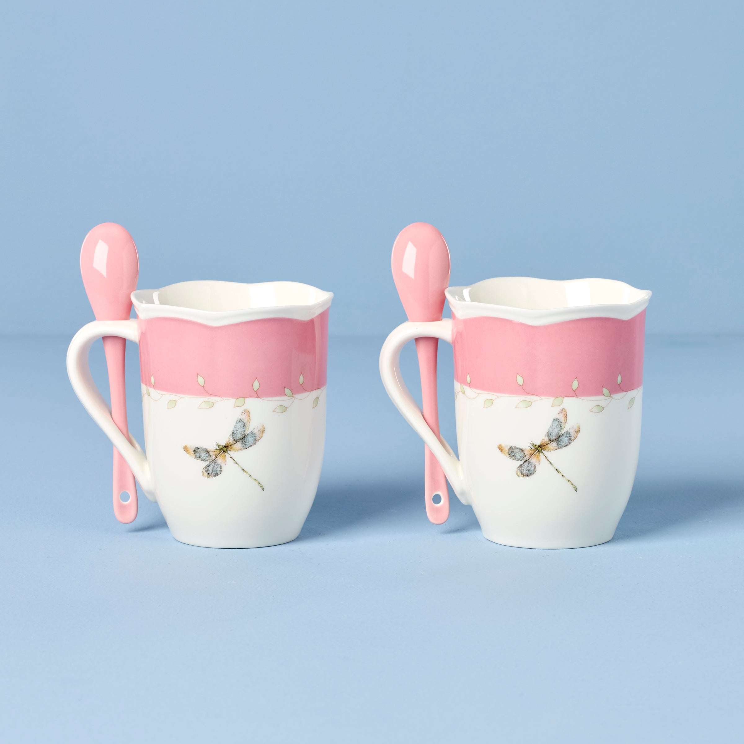 Lenox Heritage Lenox Heritage Butterfly Meadow Pink Mugs with Spoons, Set of 2 - Image 2