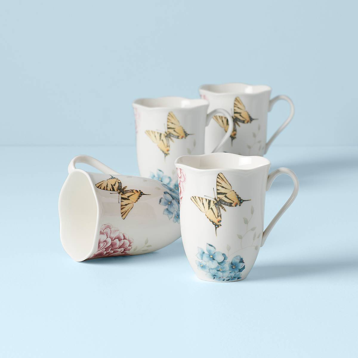 Lenox Heritage Lenox Heritage Butterfly Meadow Hydrangea Mugs, Set of 4