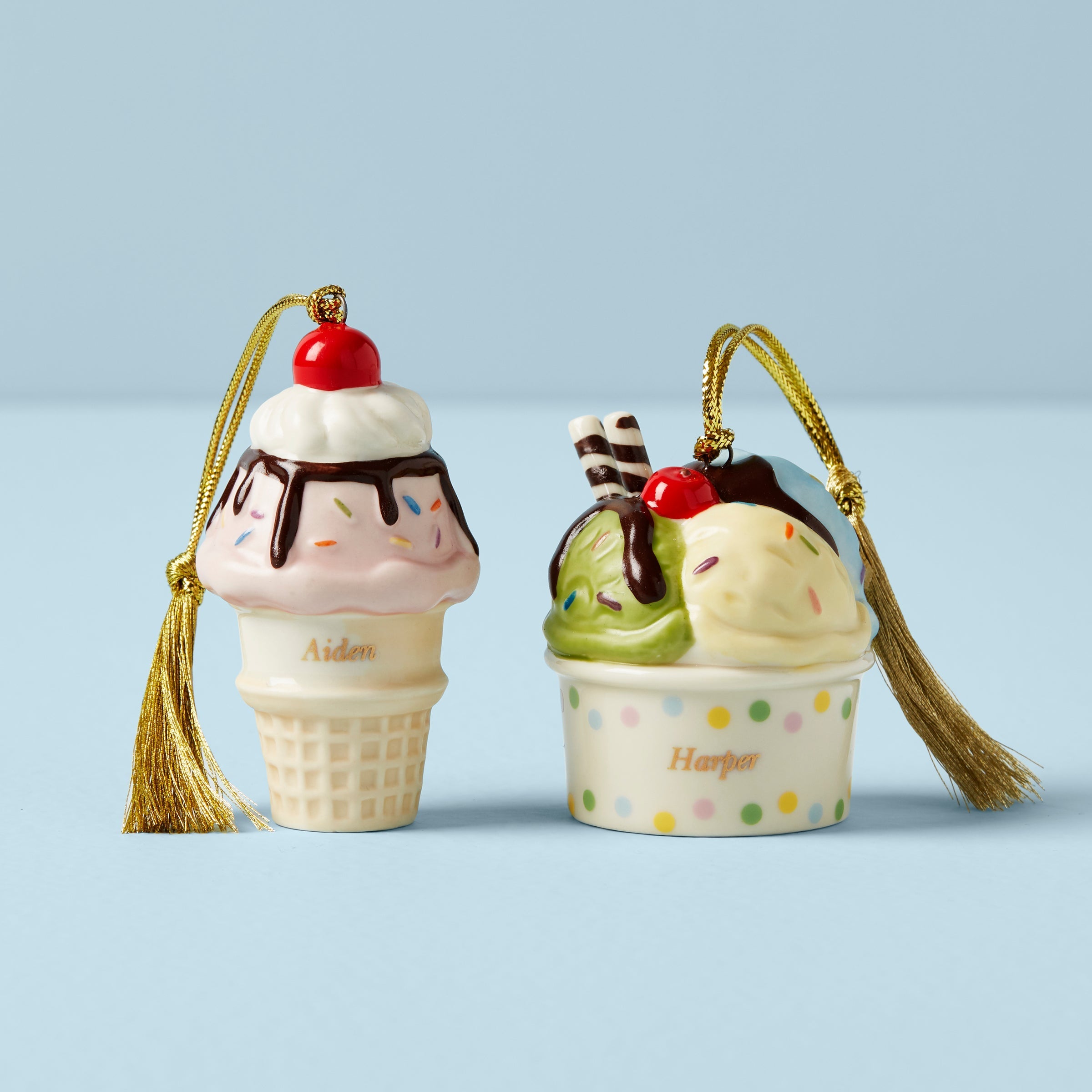 Lenox Heritage Lenox Heritage Personalized Ice Cream 2-Piece Ornament Set