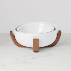 Lenox Heritage Lenox Heritage 24 Seven White 3-Piece Nesting Bowl Set with Wood Stand