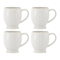 Lenox Heritage Lenox Heritage French Perle Groove White Mugs, Set of 4