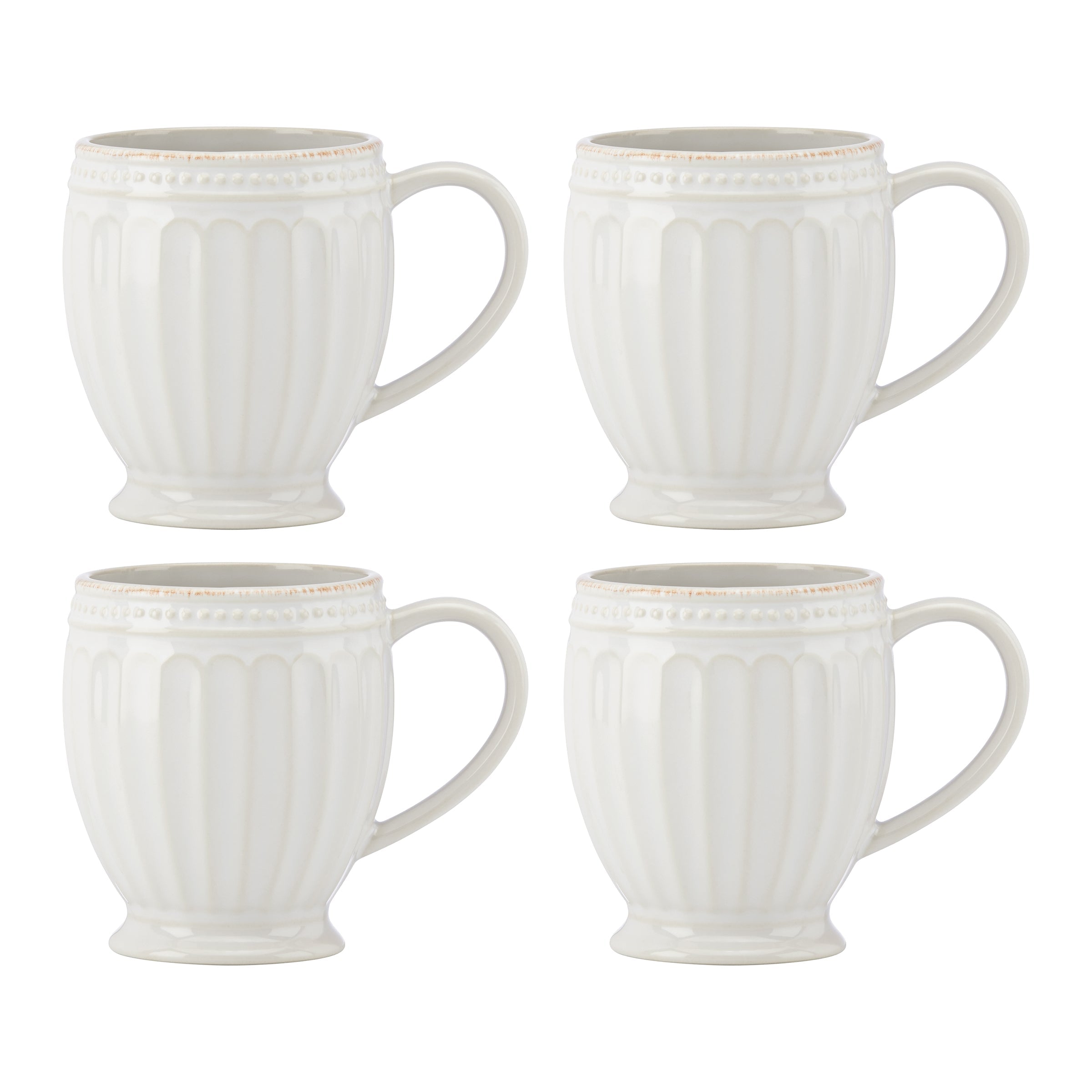 Lenox Heritage Lenox Heritage French Perle Groove White Mugs, Set of 4