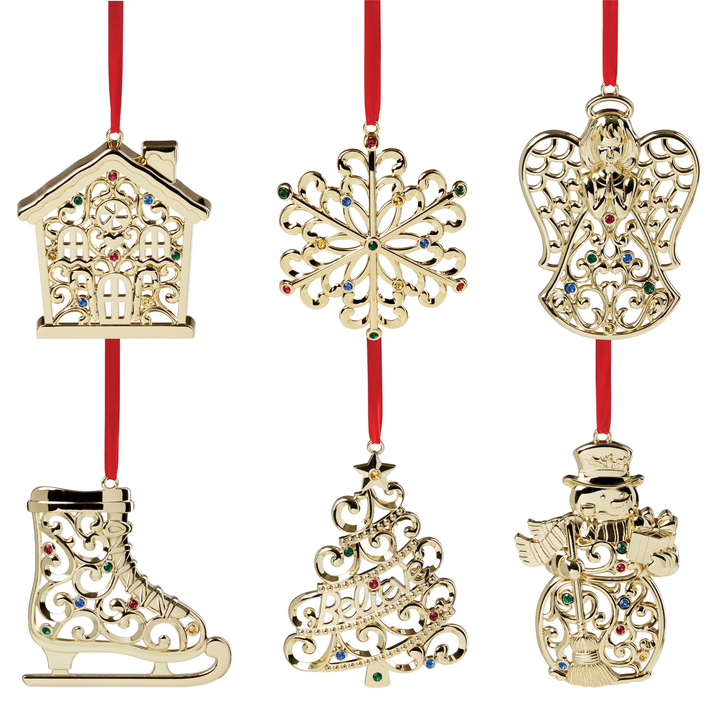 Lenox Heritage Lenox Heritage Sparkle & Scroll Gold Ornaments, Set of 6 - Image 2