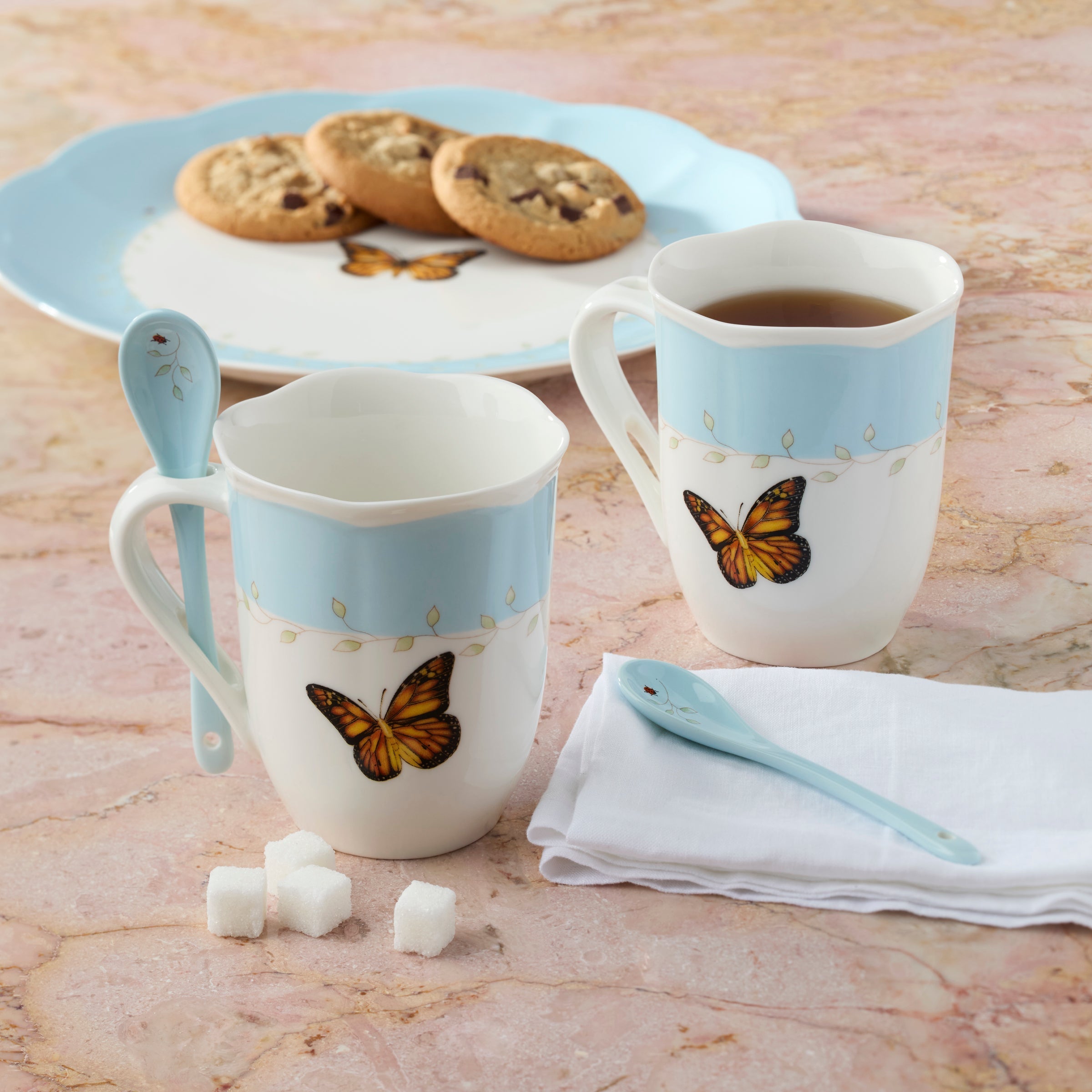 Lenox Heritage Lenox Heritage Butterfly Meadow Color Mugs with Spoons, Set of 8 - Image 3