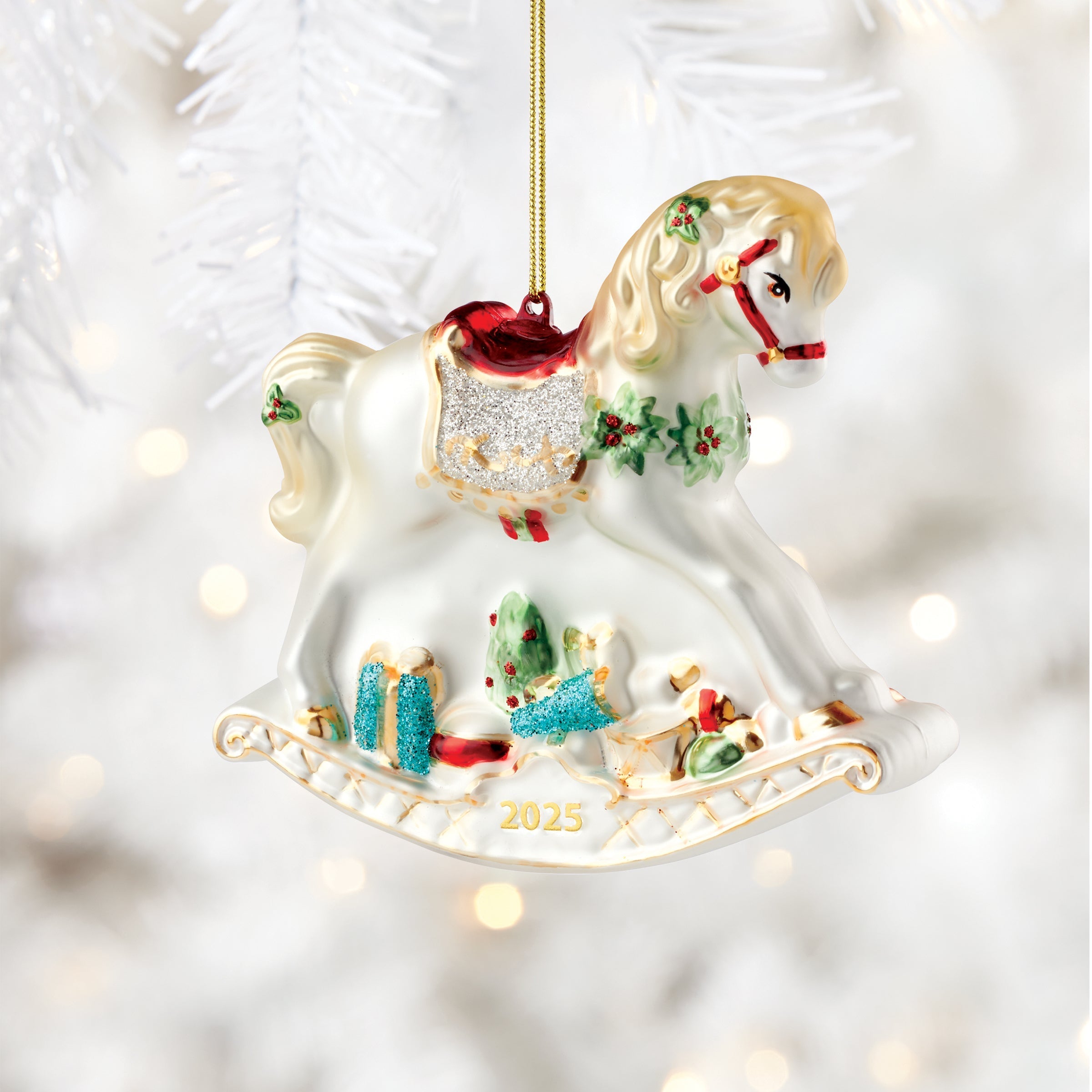 Lenox Heritage Lenox Heritage 2025 Blown Glass Baby's 1st Rocking Horse Ornament - Image 3