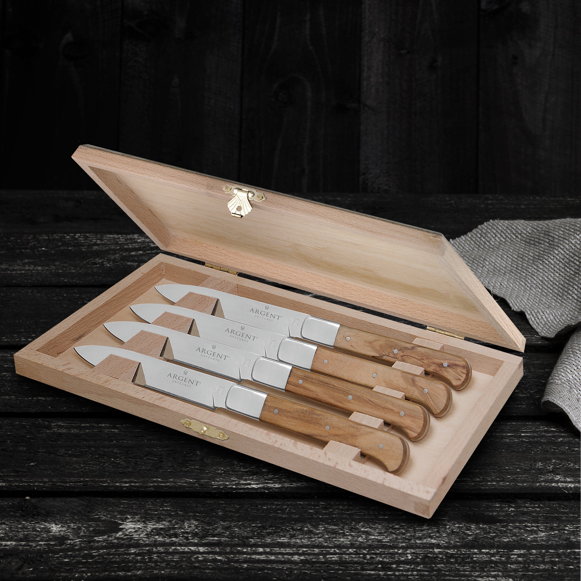 Lenox Heritage Lenox Heritage Argent Lynden Olive Wood Steak Knives, Set of 4 - Image 5