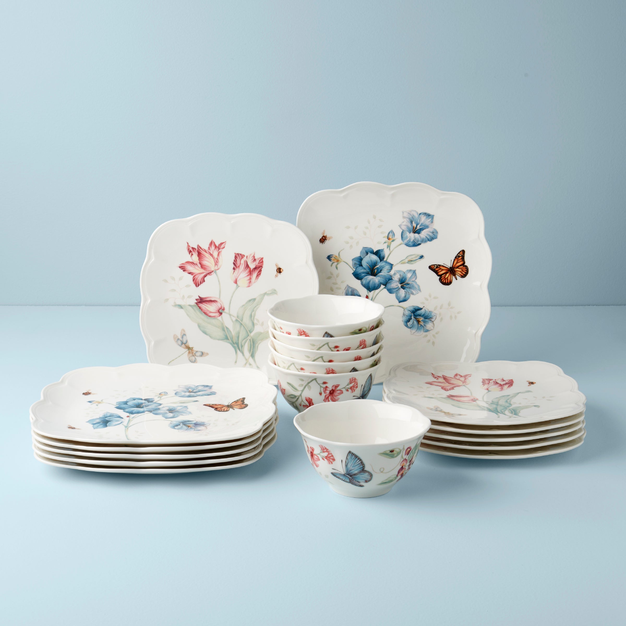 Lenox Heritage Lenox Heritage Butterfly Meadow Square 18-Piece Dinnerware Set