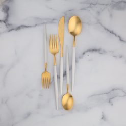 Alternative view of Lenox Heritage Lenox Heritage Mazzy Gold Satin White Pom Handle 20-Piece Flatware Set