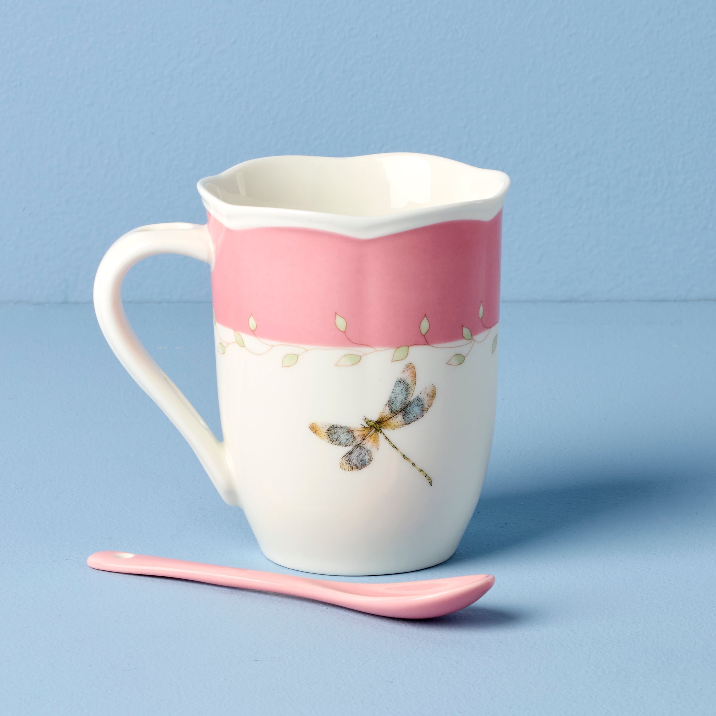 Lenox Heritage Lenox Heritage Butterfly Meadow Pink Mugs with Spoons, Set of 2 - Image 4