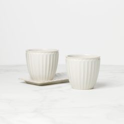 Alternative view of Lenox Heritage Lenox Heritage French Perle Scallop White 3-Piece Herb Pot Set
