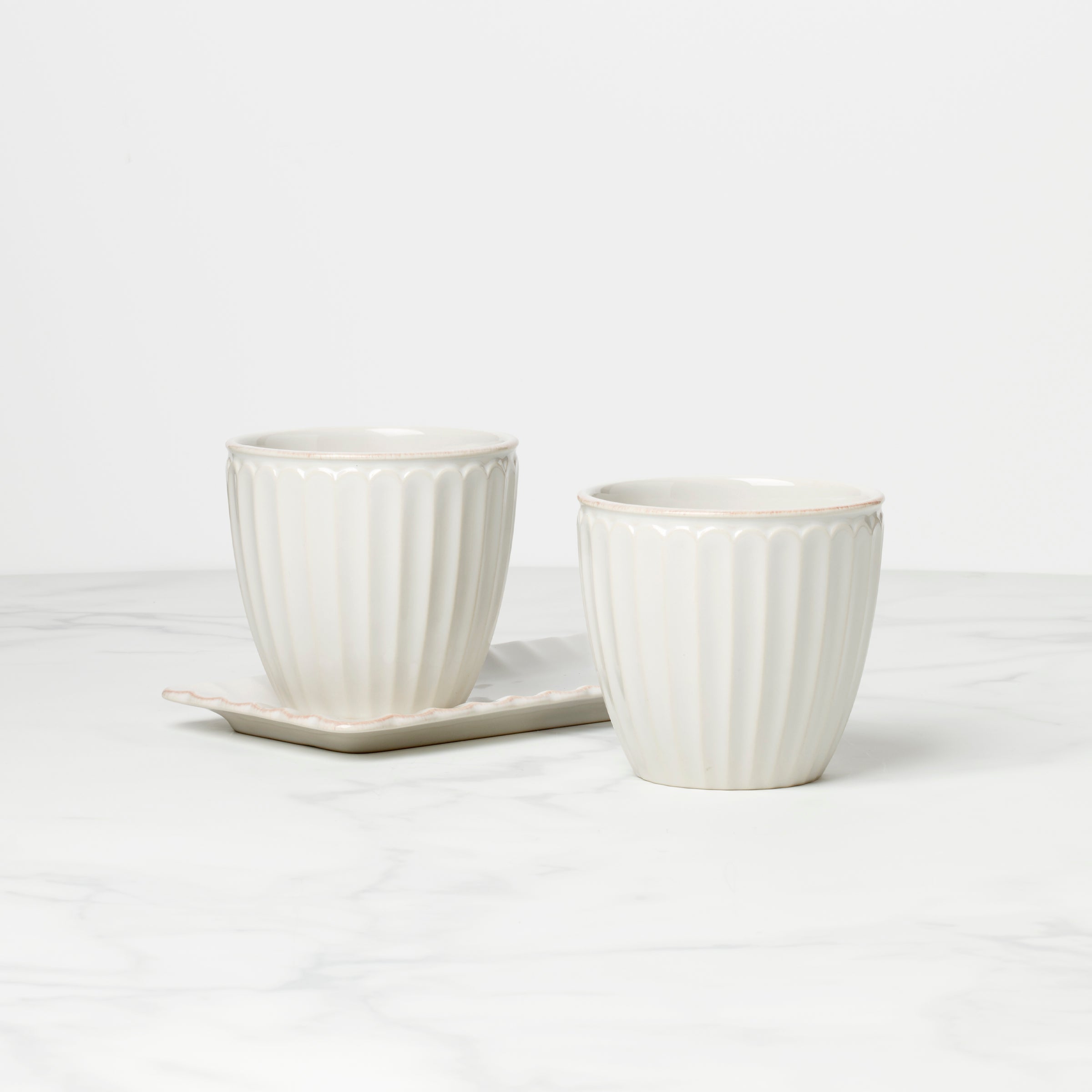 Lenox Heritage Lenox Heritage French Perle Scallop White 3-Piece Herb Pot Set - Image 2