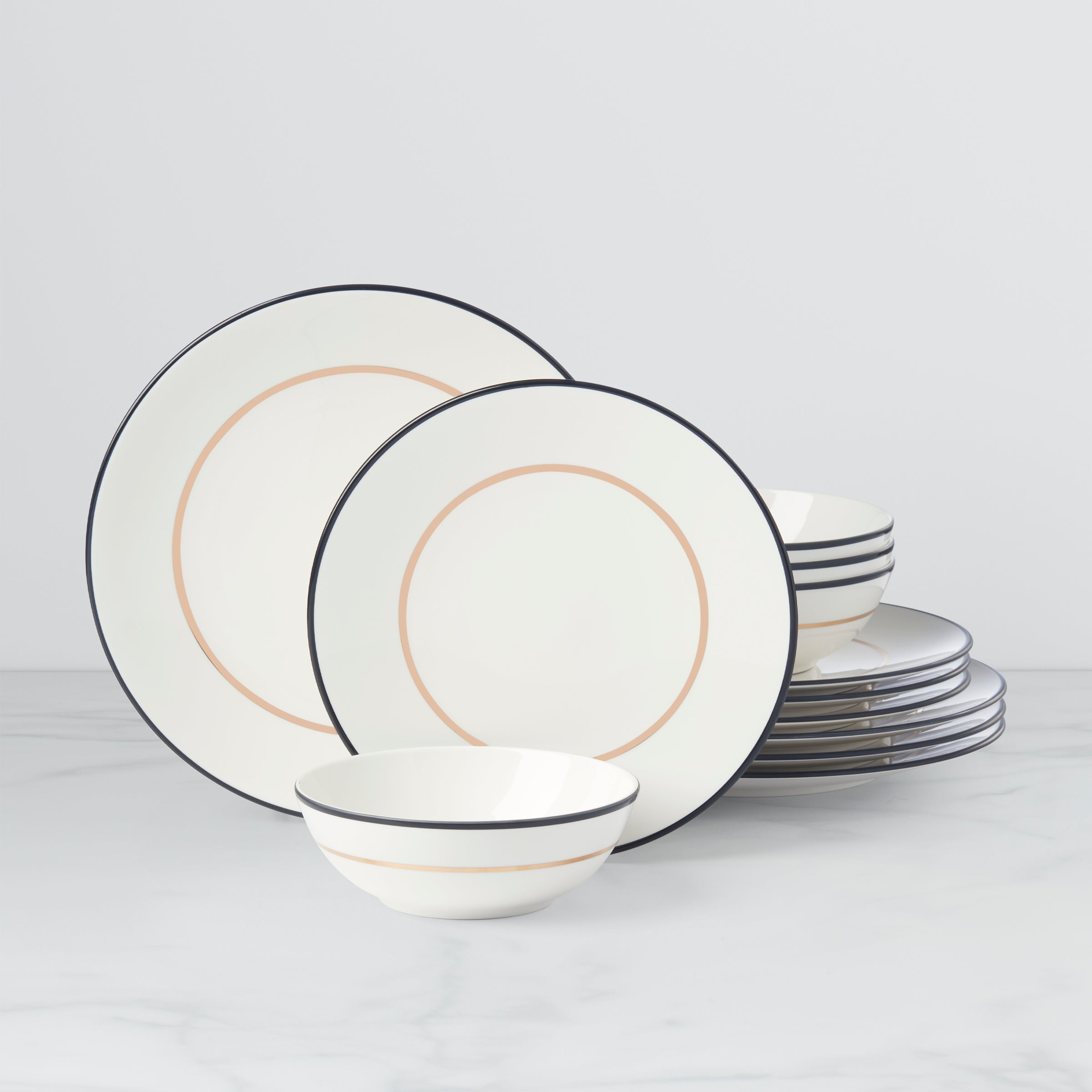 Lenox Heritage Lenox Heritage Make It Pop Black & Gold 12-Piece Dinnerware Set