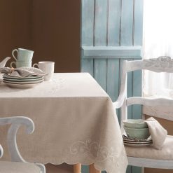 Lenox Heritage Lenox Heritage French Perle Linen Embroidered 52x70 Tablecloth