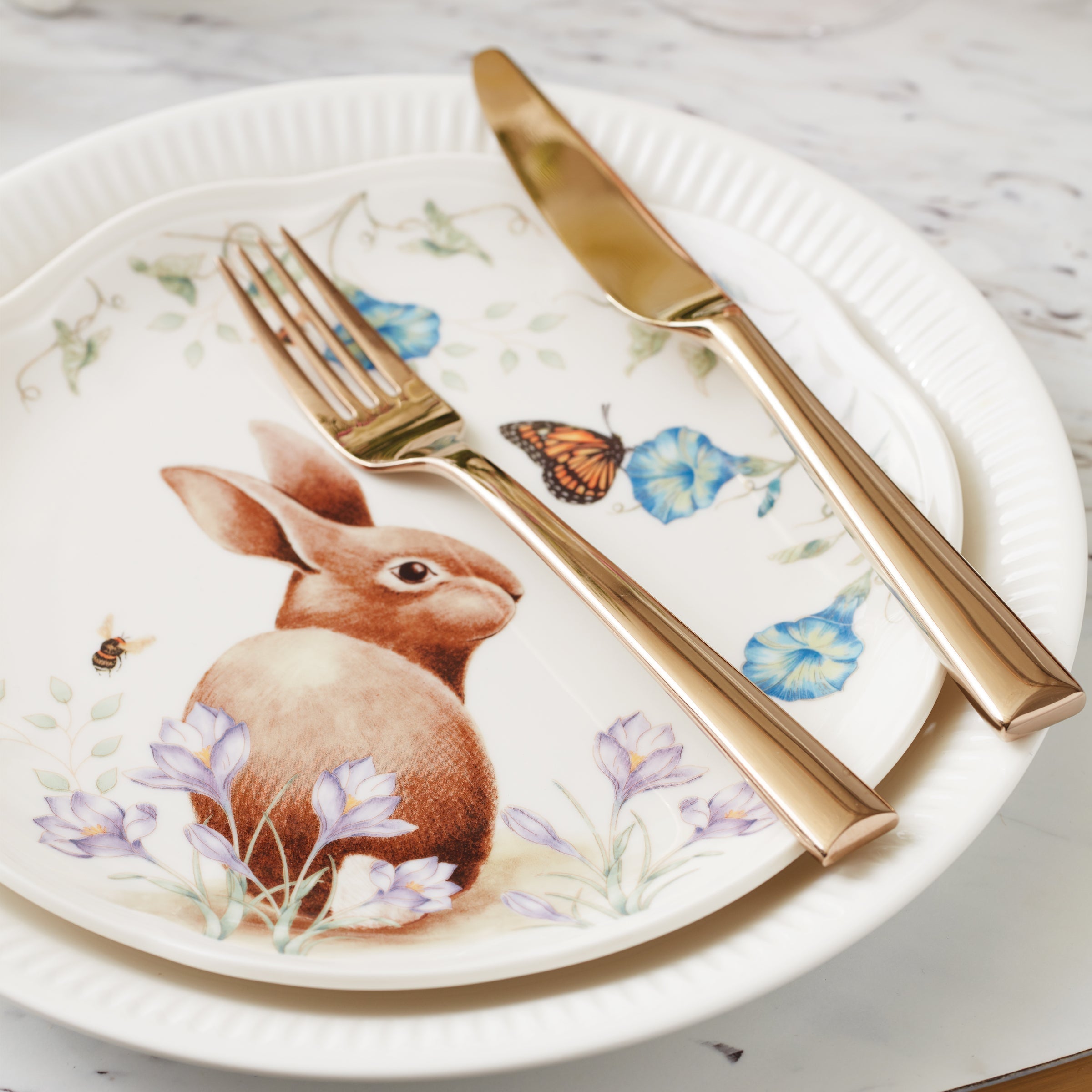 Lenox Heritage Lenox Heritage Butterfly Meadow Bunny Accent Plates, Set of 4 - Image 4