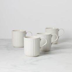 Lenox Heritage Lenox Heritage French Perle Scallop White Mugs, Set of 4