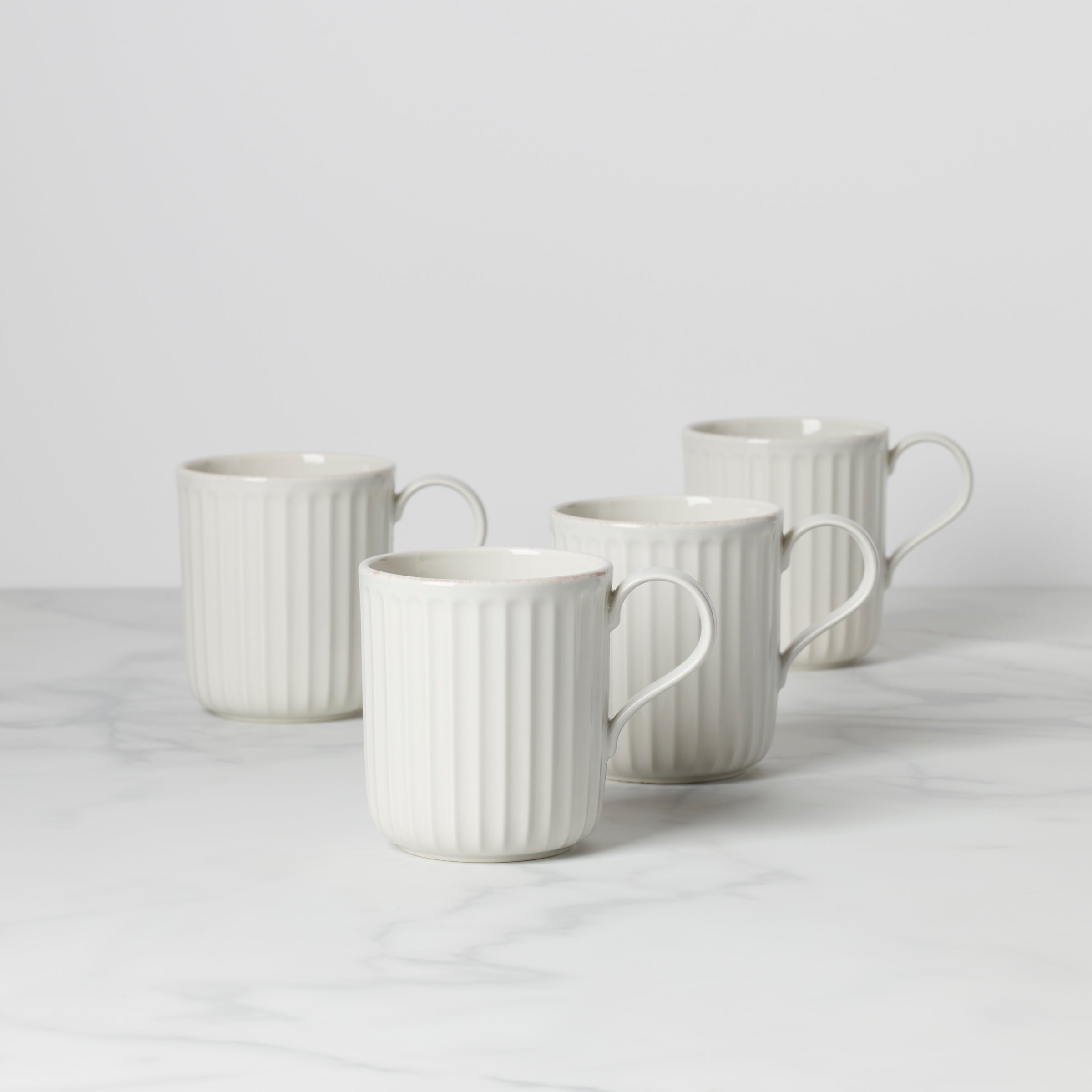Lenox Heritage Lenox Heritage French Perle Scallop White Mugs, Set of 4
