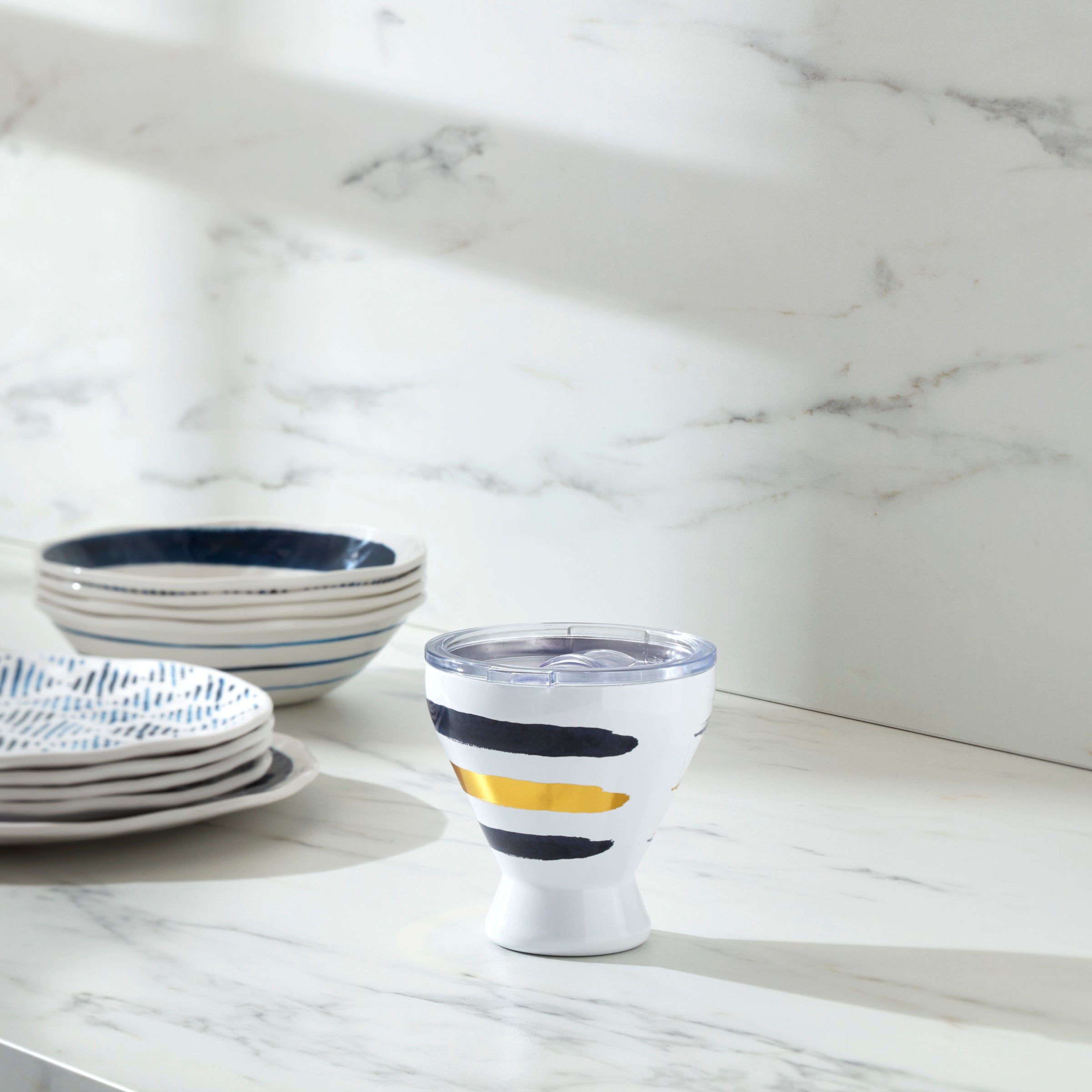 Lenox Heritage Lenox Heritage Blue Bay Stripe Stainless Steel Cocktail Tumbler - Image 2