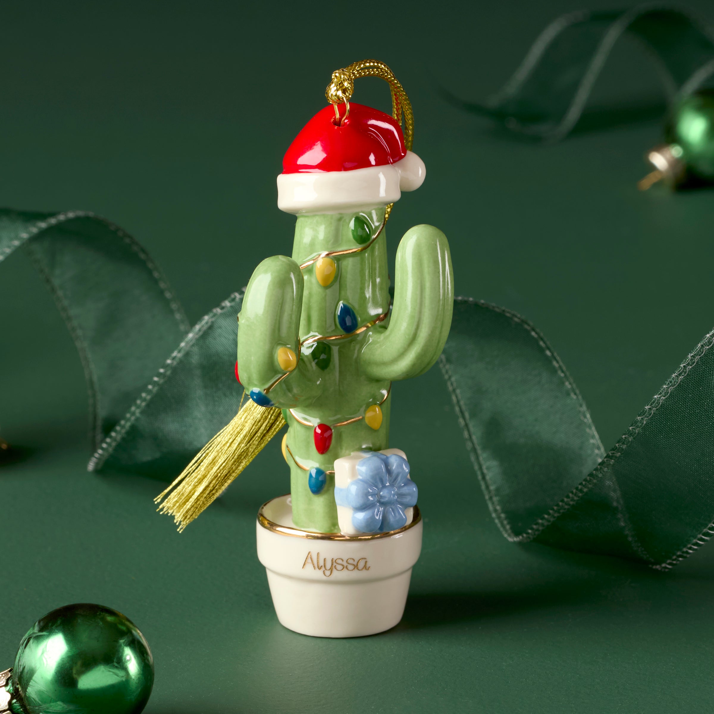 Lenox Heritage Lenox Heritage Personalized Christmas Cactus Ornament - Image 2