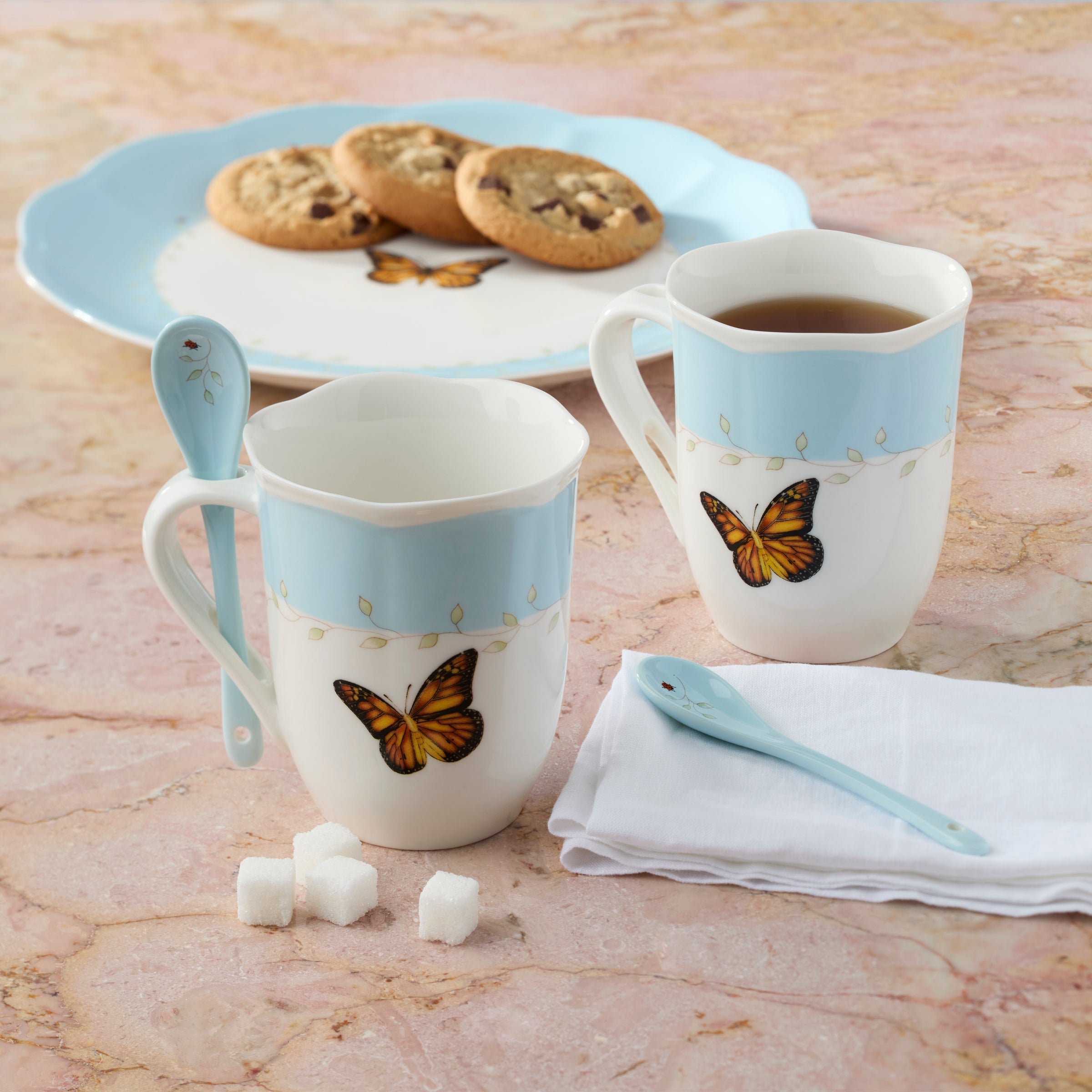 Lenox Heritage Lenox Heritage Butterfly Meadow Blue Mugs with Spoons, Set of 2 - Image 5