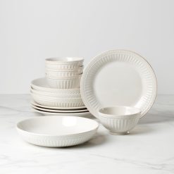 Lenox Heritage Lenox Heritage French Perle Groove White 12-Piece Dinnerware Set