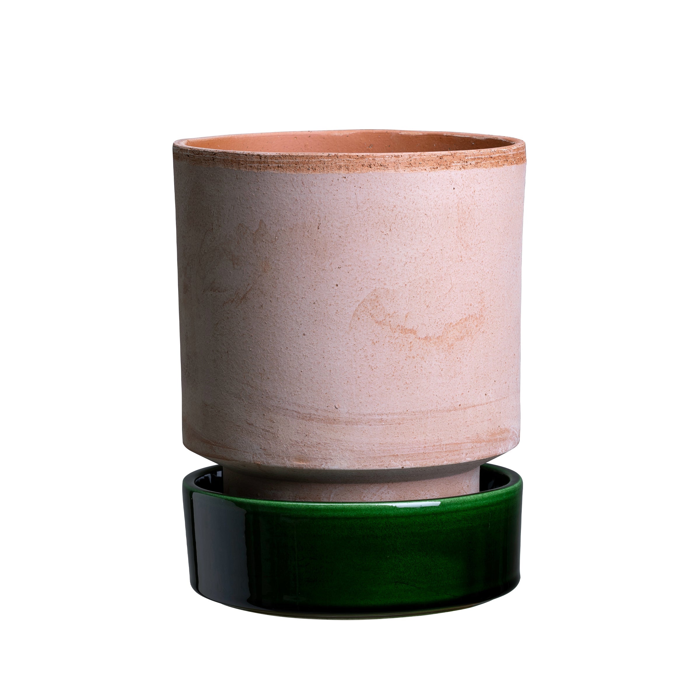 Lenox Heritage Lenox Heritage Hoff Raw Rosa & Glazed Emerald Green 14cm Pot with Saucer