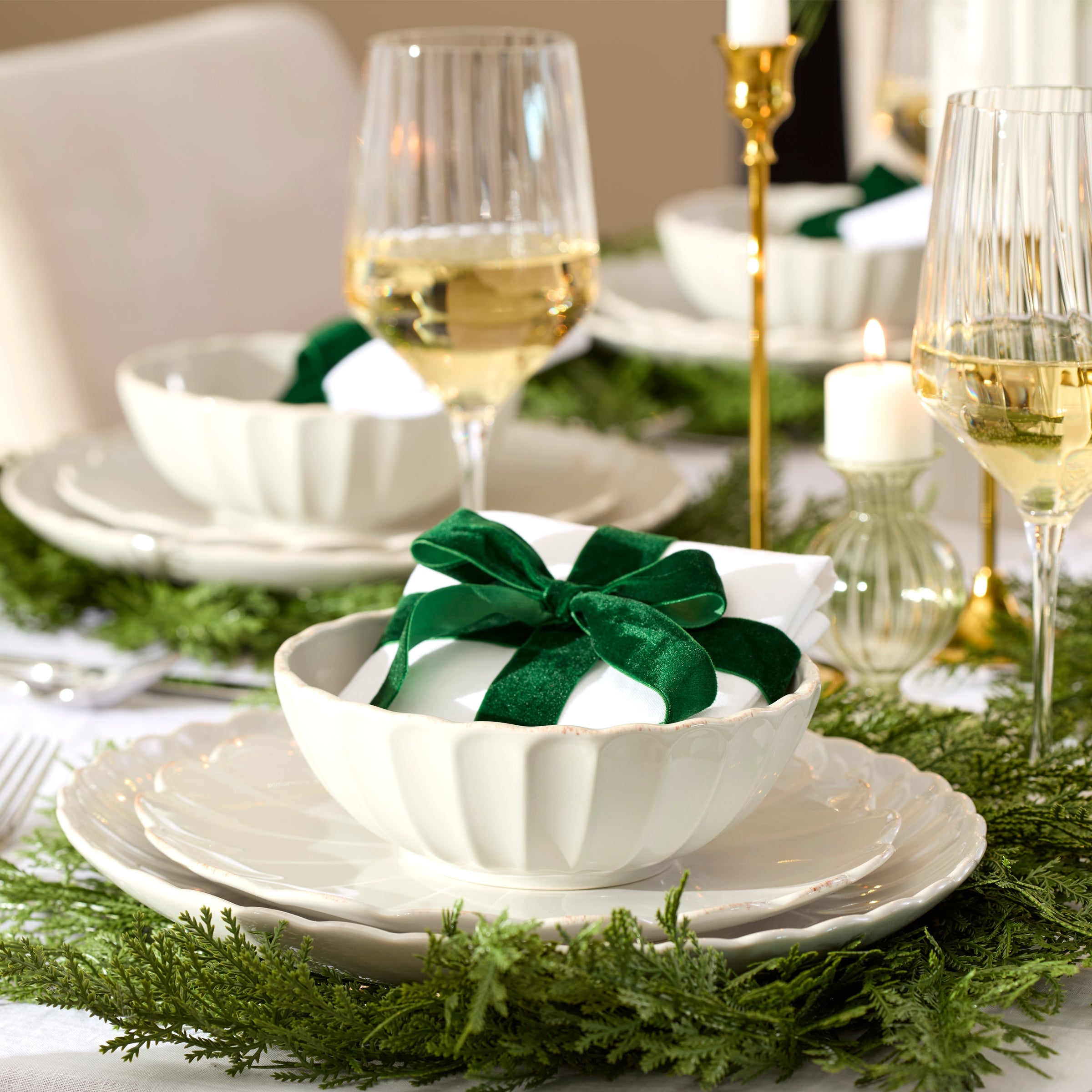 Lenox Heritage Lenox Heritage French Perle Scallop White Dinner Plates, Set of 4 - Image 4