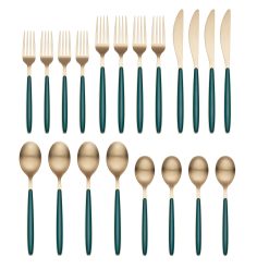 Lenox Heritage Lenox Heritage Kiernan Champagne Satin Green Handle 20-Piece Flatware Set