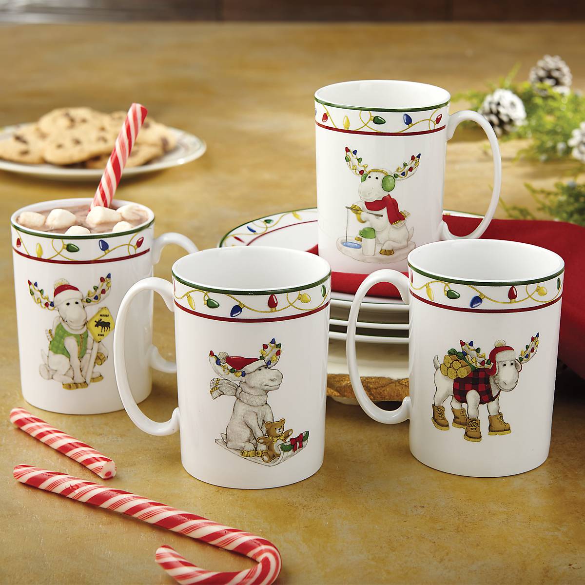 Lenox Heritage Lenox Heritage Merry Marcel Moose Mugs, Set of 4 - Image 3