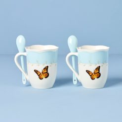Alternative view of Lenox Heritage Lenox Heritage Butterfly Meadow Blue Mugs with Spoons, Set of 2