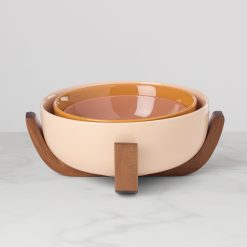 Lenox Heritage Lenox Heritage 24 Seven Sunbaked 3-Piece Nesting Bowl Set with Wood Stand