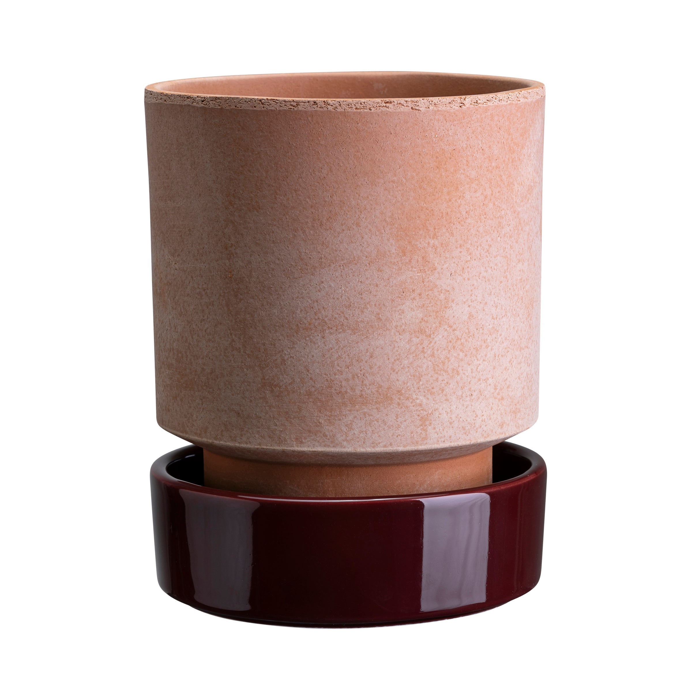 Lenox Heritage Lenox Heritage Hoff Raw Rosa & Glazed Deep Burgundy 14cm Pot with Saucer