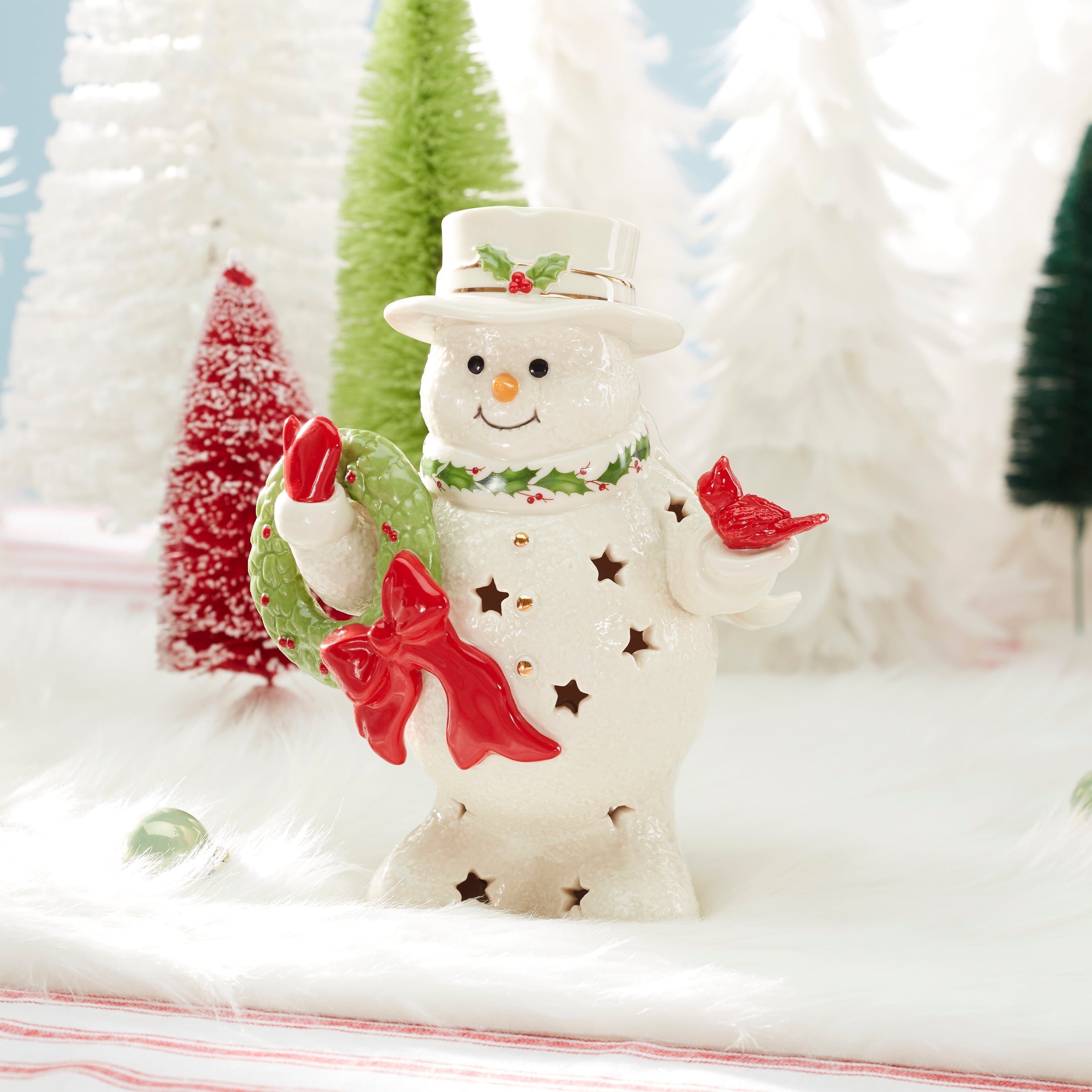 Lenox Heritage Lenox Heritage Happy Holly Days Snowman Holding Wreath Figurine - Image 3