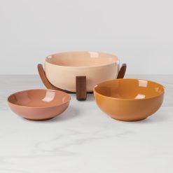 Alternative view of Lenox Heritage Lenox Heritage 24 Seven Sunbaked 3-Piece Nesting Bowl Set with Wood Stand