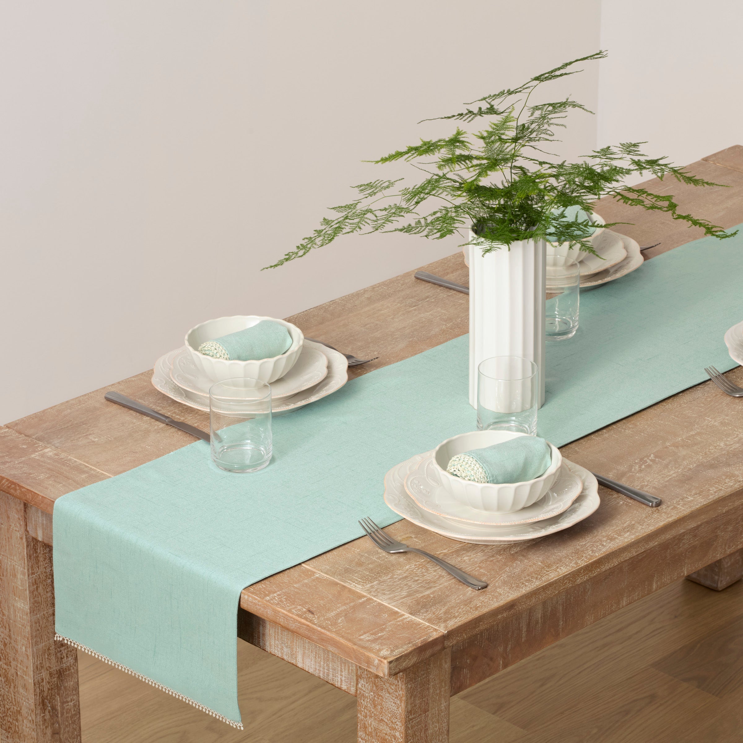 Lenox Heritage Lenox Heritage French Perle Solid Ice Blue 14x90 Table Runner
