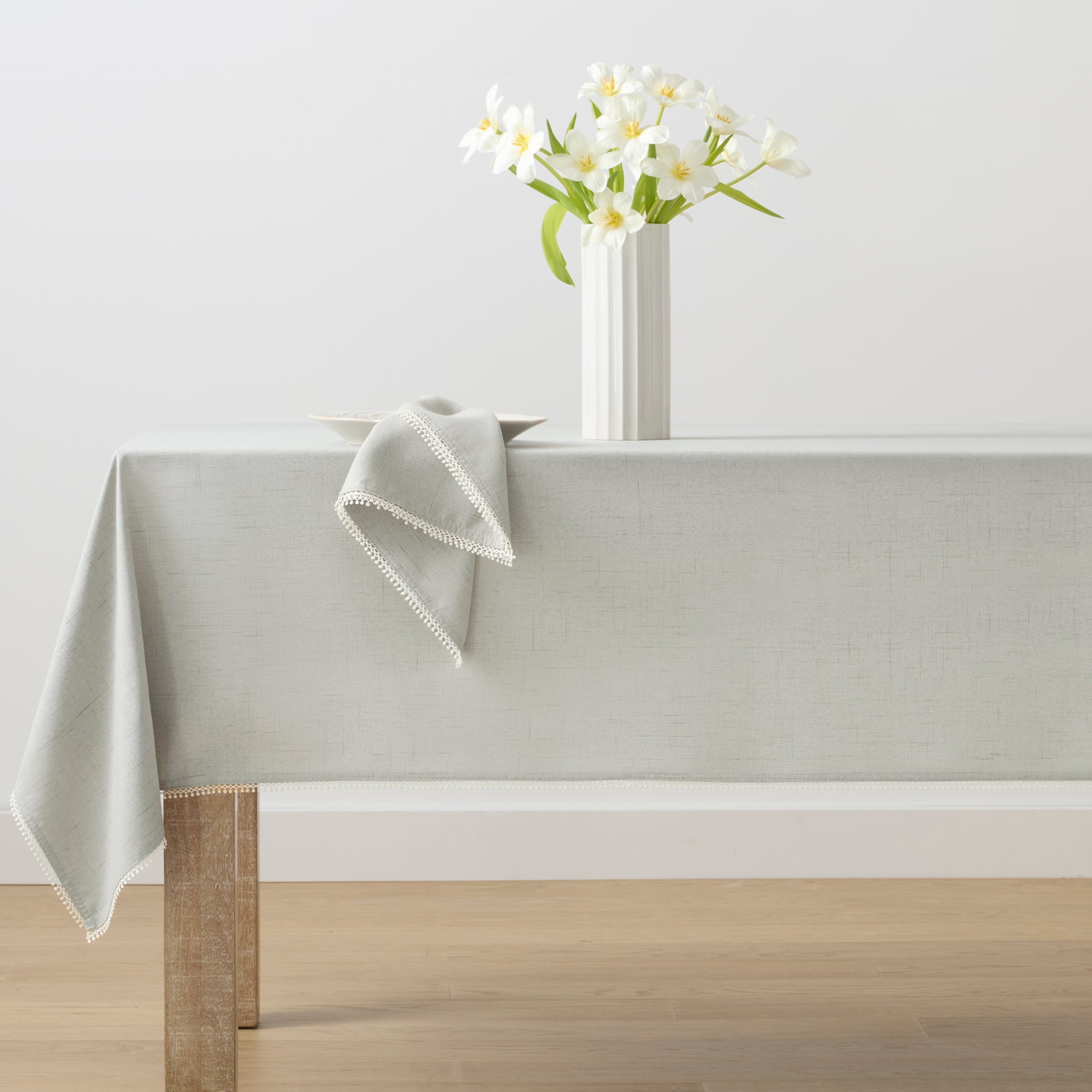 Lenox Heritage Lenox Heritage French Perle Solid Dove Grey 60x120 Tablecloth - Image 2