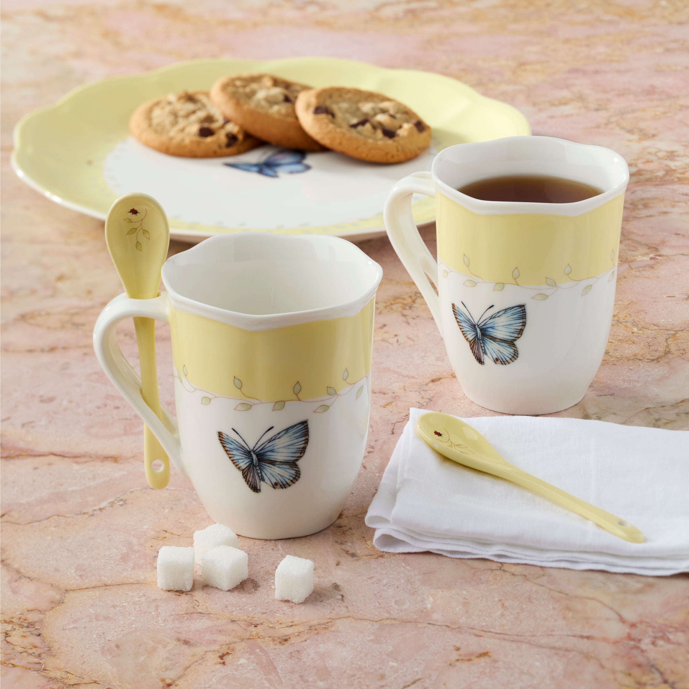 Lenox Heritage Lenox Heritage Butterfly Meadow Yellow Mugs with Spoons, Set of 2 - Image 5