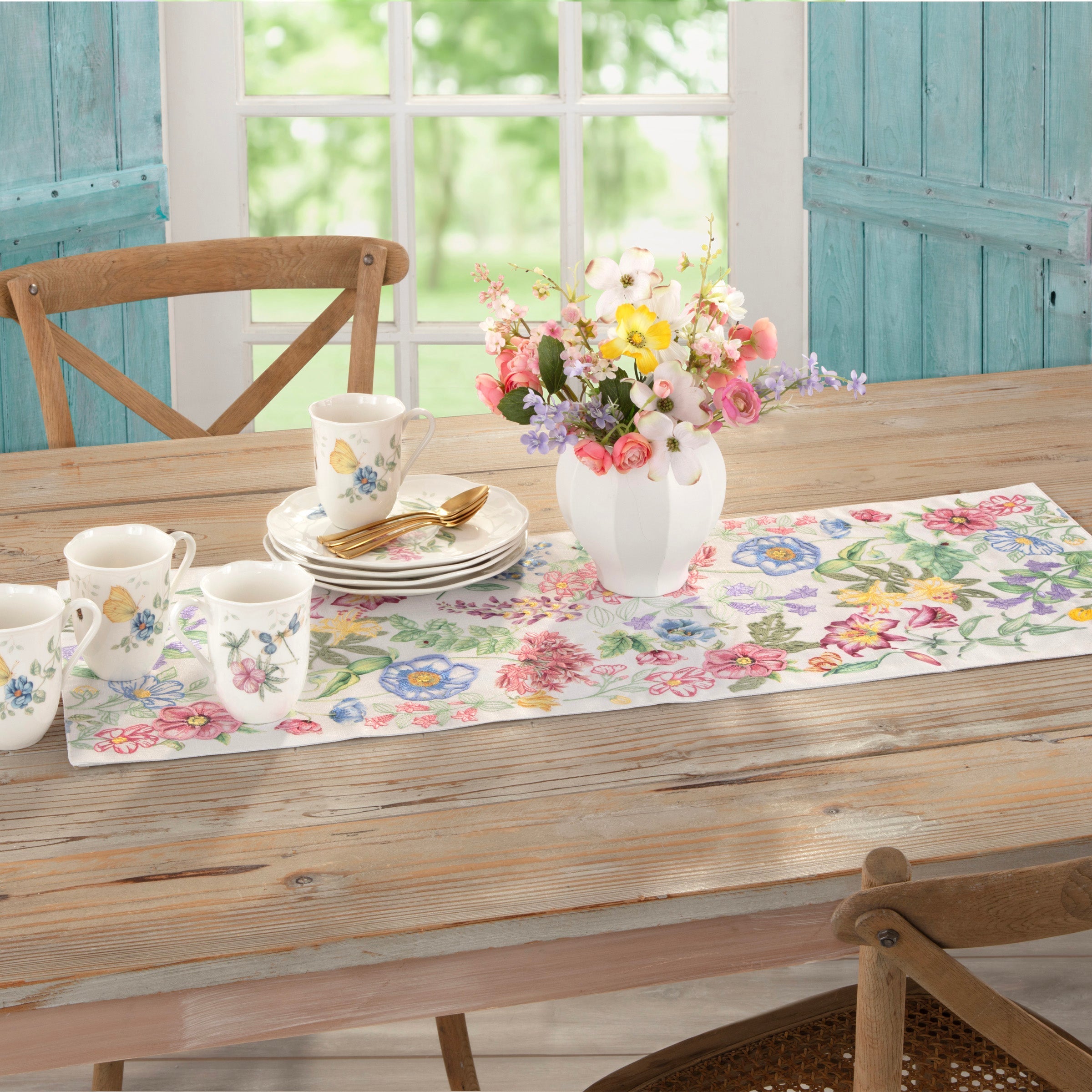 Lenox Heritage Lenox Heritage Butterfly Meadow Garden Embroidered Centerpiece Table Runner - Image 2